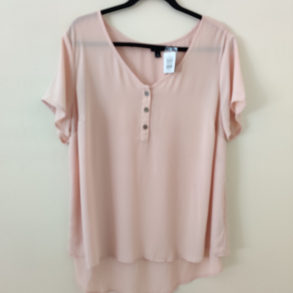 Torrid Cheer Chiffon Short Sleeve Top/Blouse